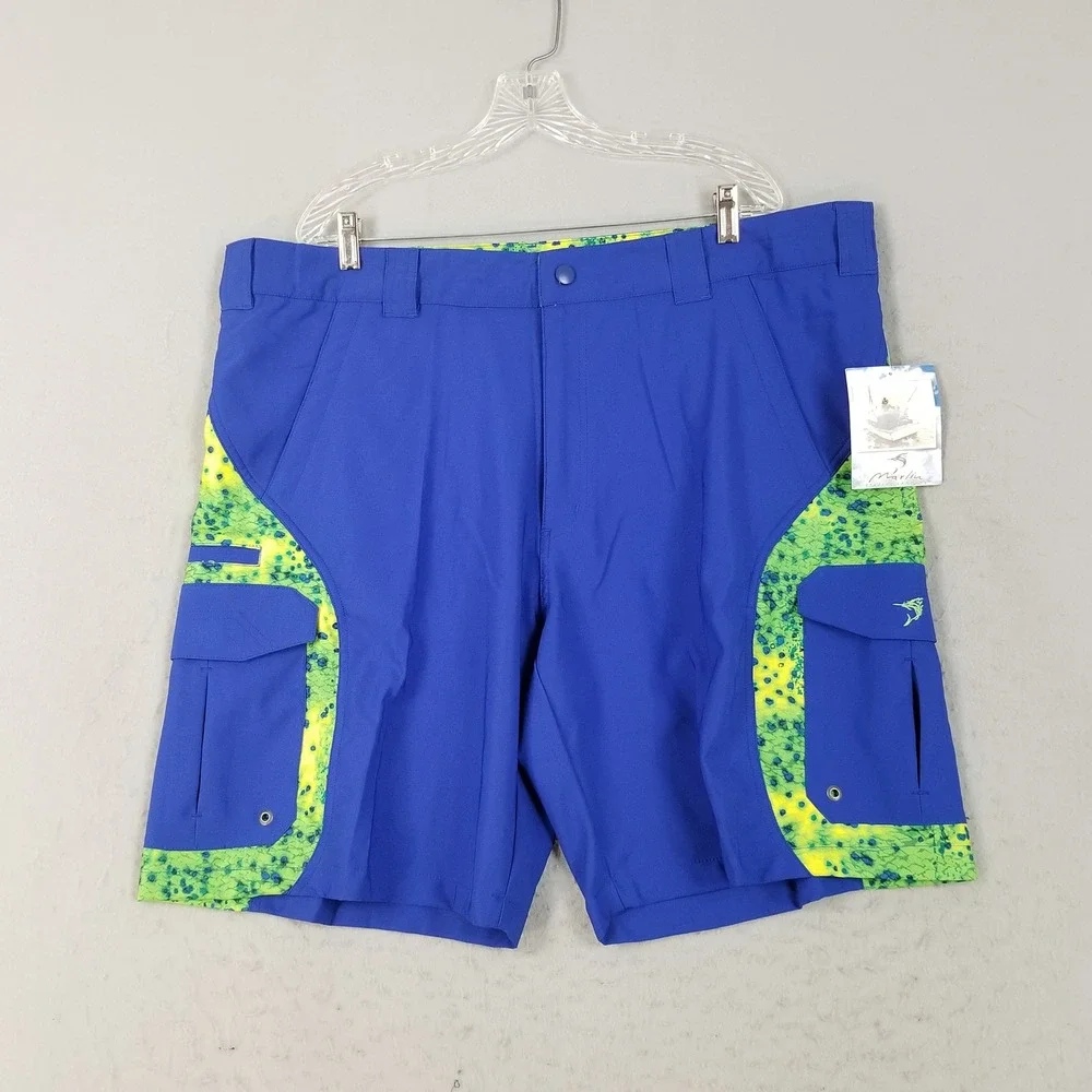 Marlin Trading Company Shorts Mens 42 Blue Ultramarine Cargo Mahi Mahi MTC71633